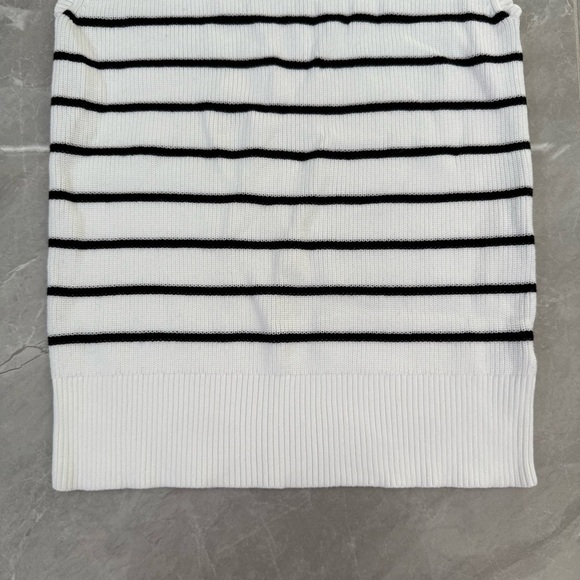 Women’s Talbots Stripe Shaker Stitch Funnel Neck Shell Mock Neck Sweater Medium - Picture 6 of 16